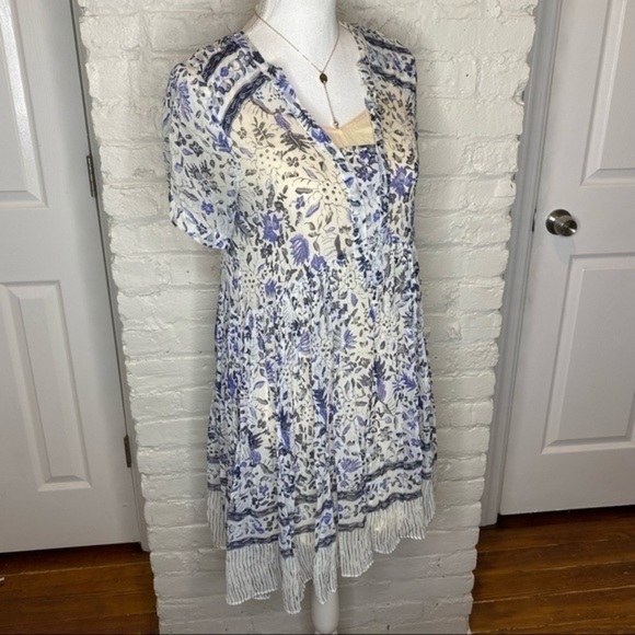 Anthropologie Maeve Canna Sheer Swing Dress Size 0 - Picture 3 of 10